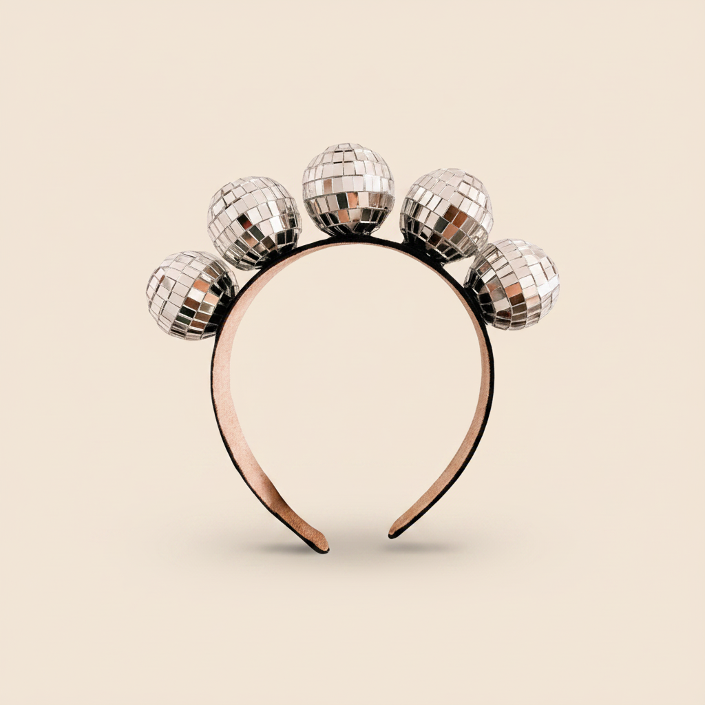 Bandeau Cheveux Disco Argenté — Packshot fond beige — Les Jolies Têtes