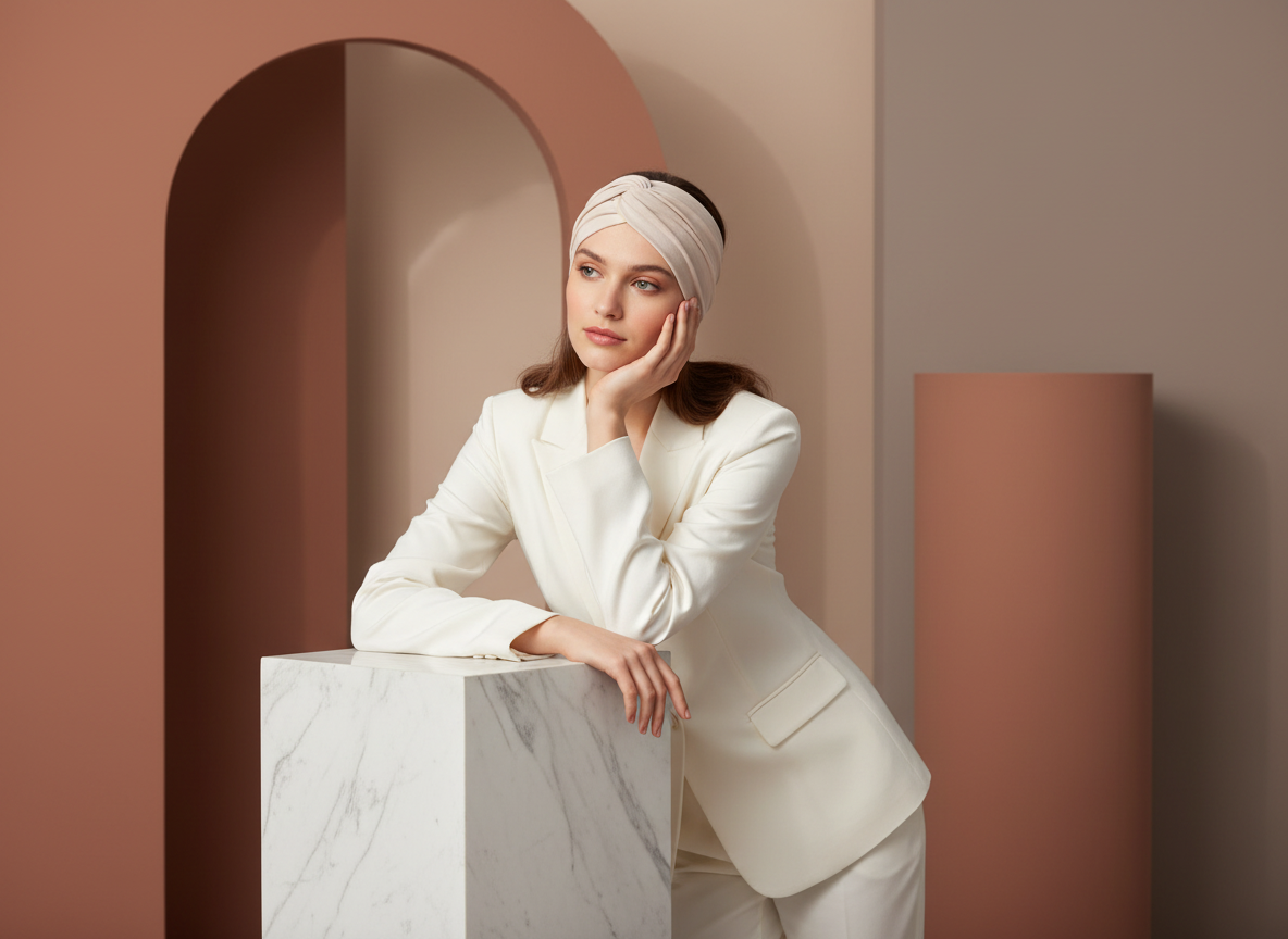 Bandeau Drapé Femme Uni Beige Rosé