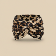 Bandeau Imprimé Léopard Noir et Camel — Packshot fond beige — Les Jolies Têtes