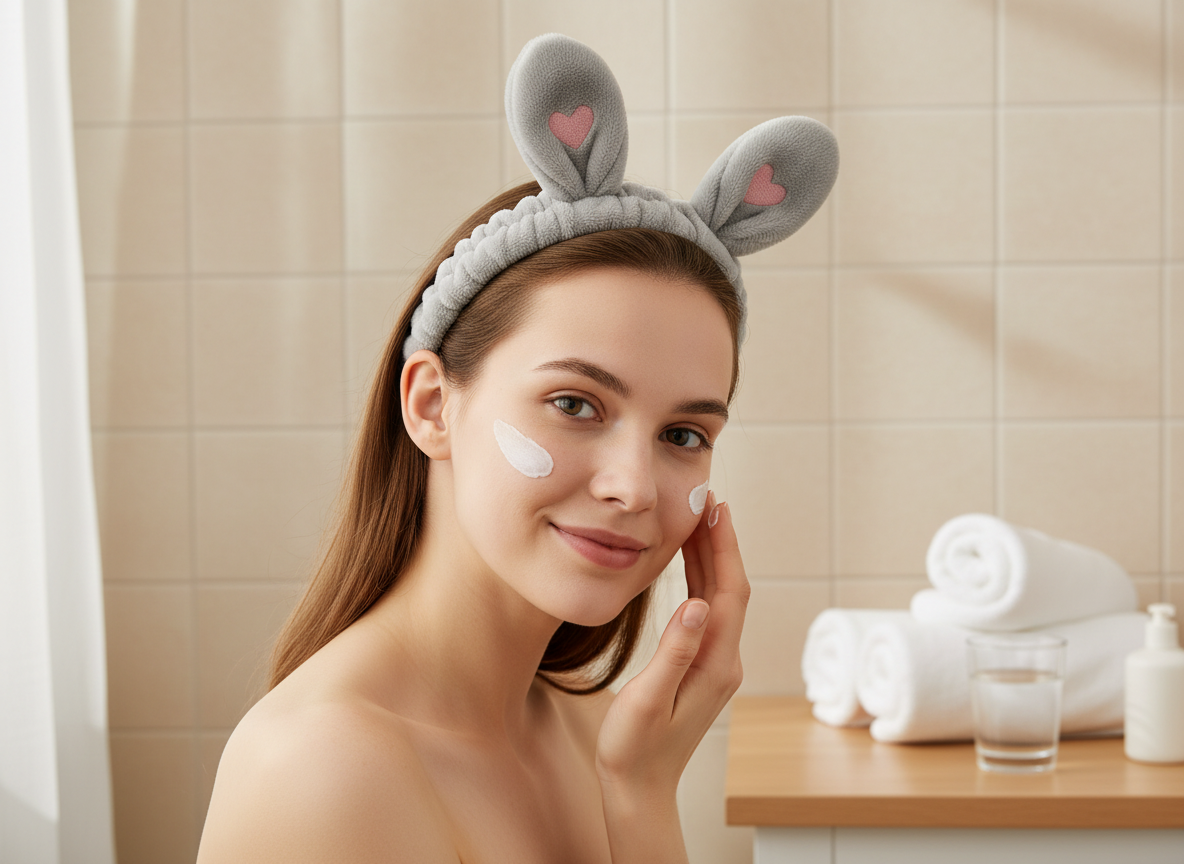 Bandeau Maquillage Femme Oreilles d'Animaux — Modèle — éditorial — Les Jolies Têtes