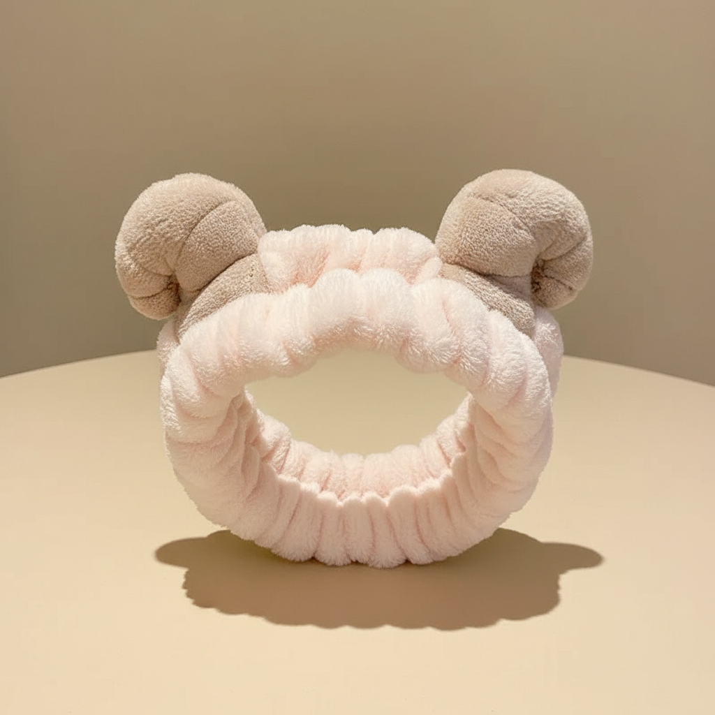 Bandeau Maquillage Mouton Femme Peluche Écru — Packshot fond beige — Les Jolies Têtes