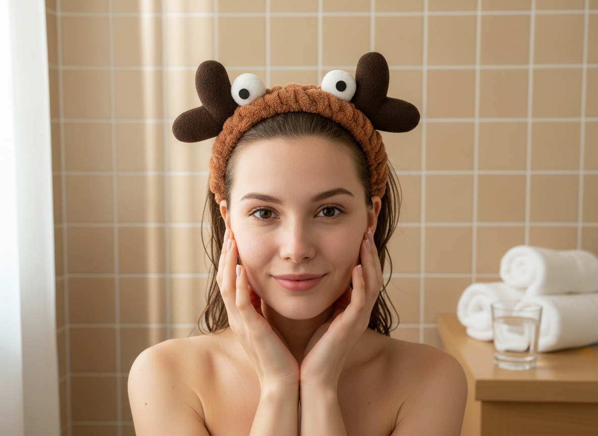 Bandeau Spa Fantaisie Femme Peluche Marron Antenne