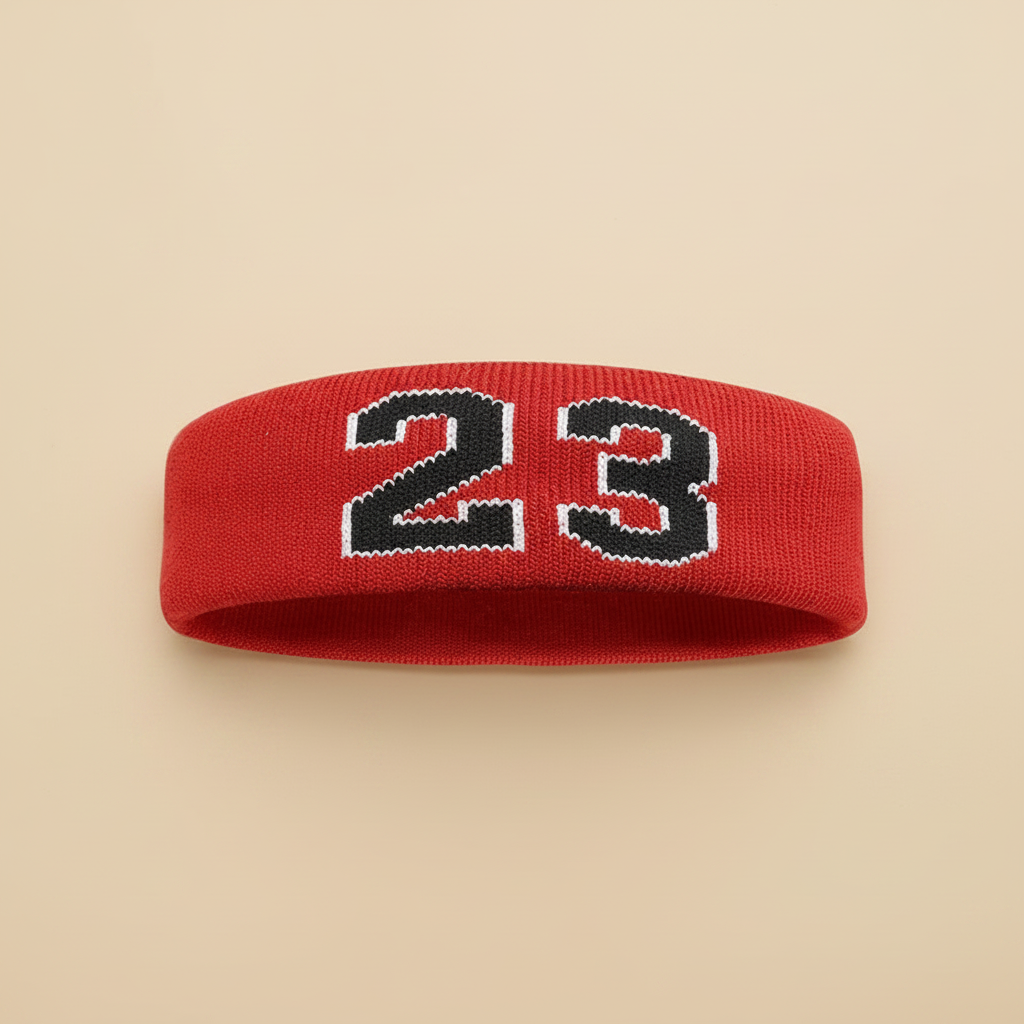Bandeau Sport Numéro 23 Homme Rouge — Packshot fond beige — Les Jolies Têtes
