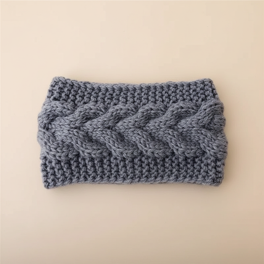 Bandeau Torsadé Femme Laine Gris — Packshot fond beige — Les Jolies Têtes