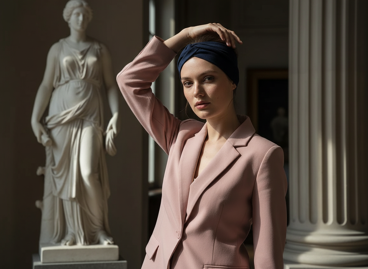 Bandeau Turban Femme Tissu Bleu Marine