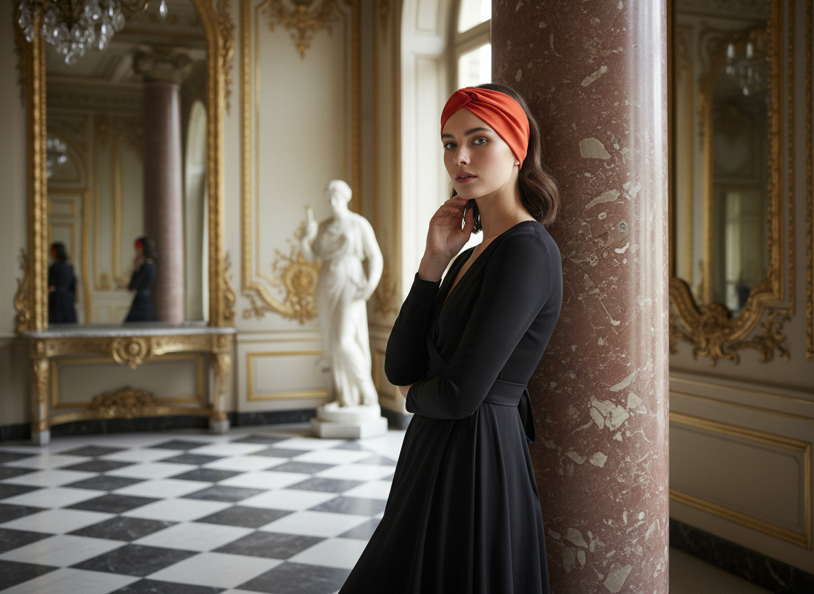 Bandeau Turban Femme Tissu Rouge Brique