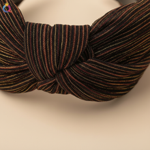 Serre Tête Plissé Femme Tissu Noir Rouge et Doré — détail matière
