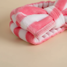 Bandeau Nœud Femme Peluche Rayé Lavande et Blanc — détail matière