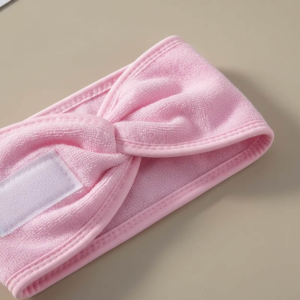 Bandeau Cheveux Uni Femme Microfibre  Rose Pâle