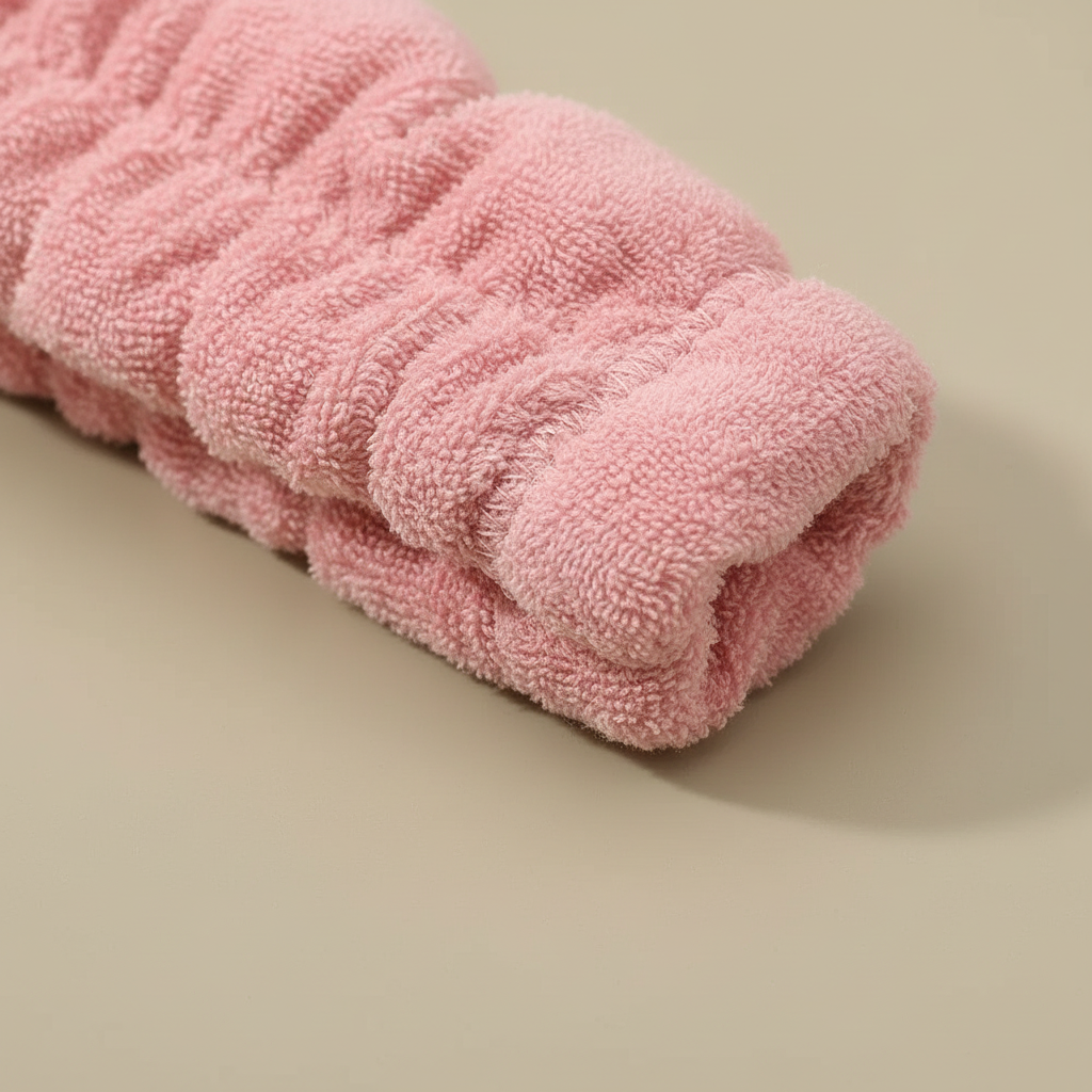 Bandeau Cheveux Matelassé Femme Éponge Rose Pâle