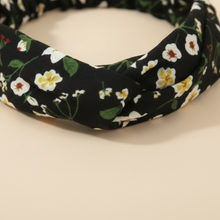 Bandeau Cheveux Fleurs Femme Tissu Noir Jaune Blanc — Détail matière
