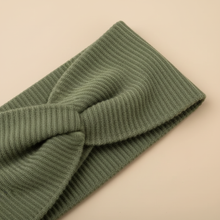 Bandeau Cheveux Côtelé Femme Tissu Vert Kaki — détail matière