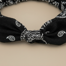 Bandeau Cheveux Bandana Paisley Femme Tissu Blanc Noir — Détail matière