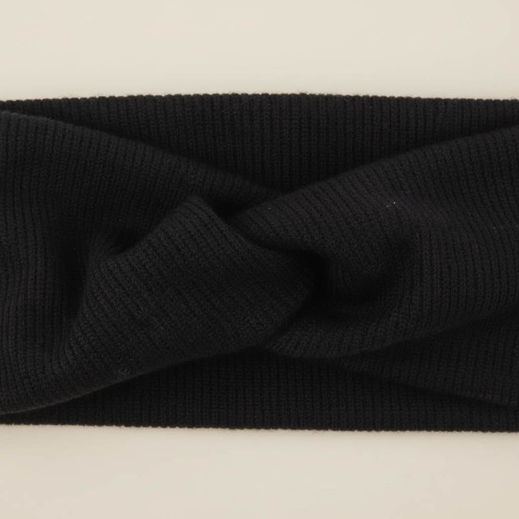 Bandeau Cheveux Torsadé Femme Tissu Noir