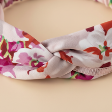 Bandeau Cheveux Torsadé Femme Tissu Fleuri Rose — détail matière