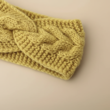 Bandeau Torsadé Femme Laine Polyester Jaune Moutarde — Détail matière