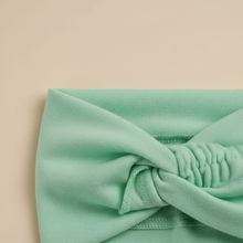 Bandeau Large Noué Femme Tissu Vert Menthe — détail matière
