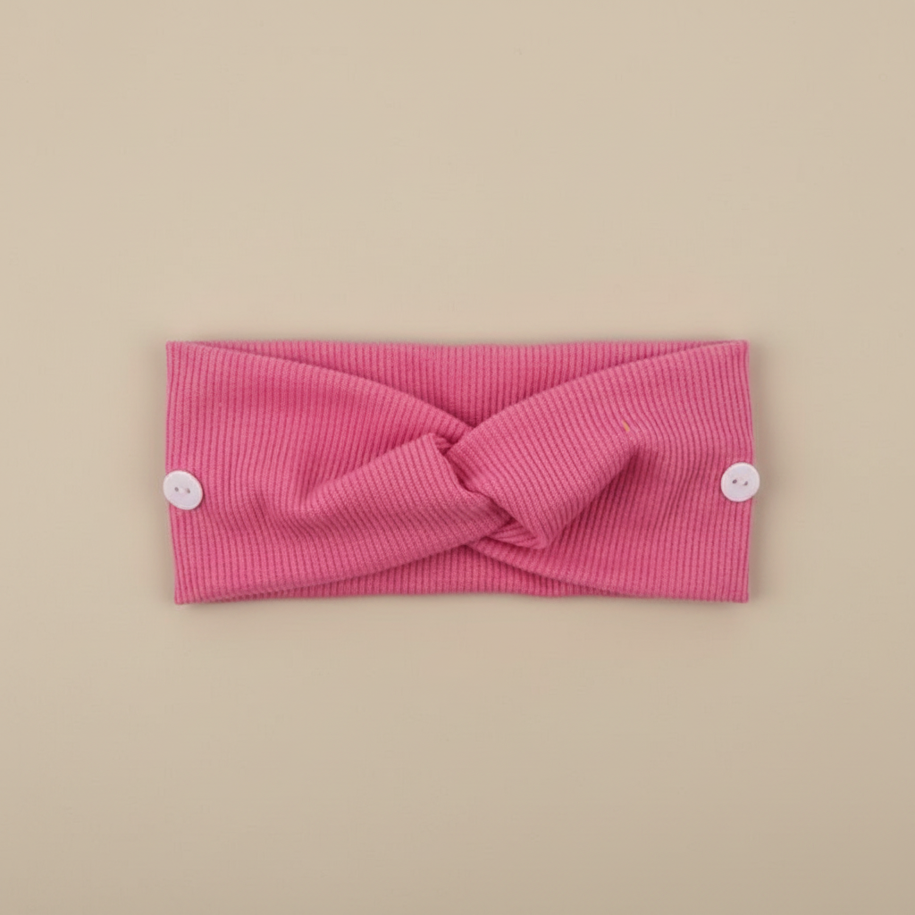 Bandeau Cheveux Torsadé Femme Tissu Rose