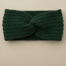 Bandeau Twist Femme Laine Polyester Vert Sapin — détail matière