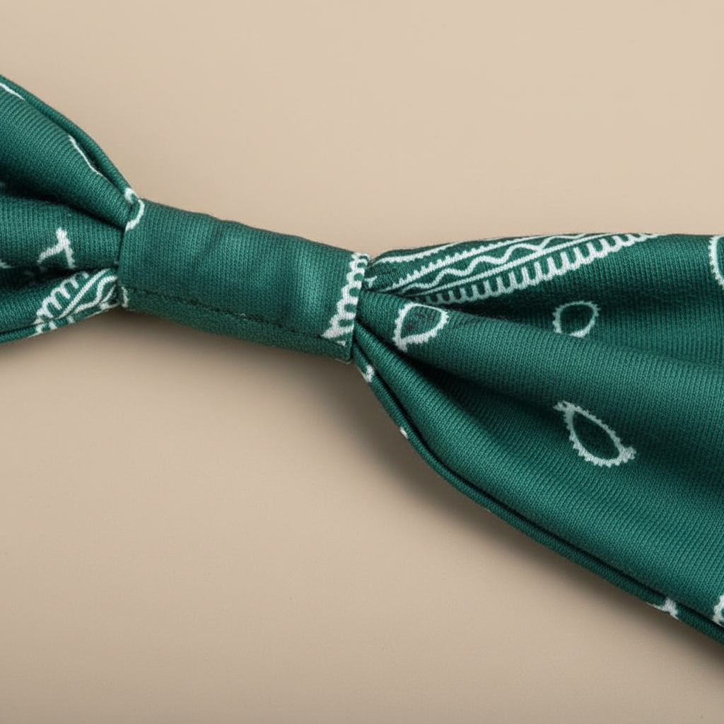 Bandeau Cheveux Bandana Femme Tissu Vert et Blanc