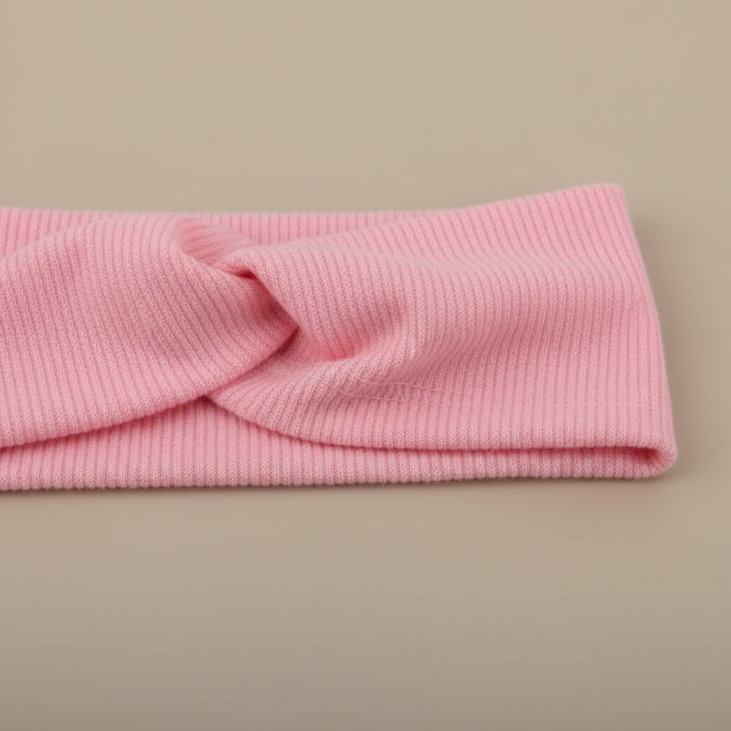 Bandeau Cheveux Torsadé Femme Tissu Rose Clair