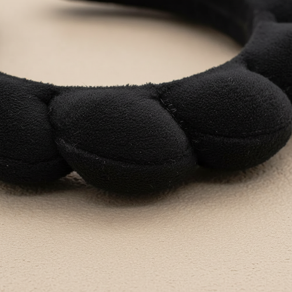 Bandeau Cheveux Matelassé Femme Éponge Noir