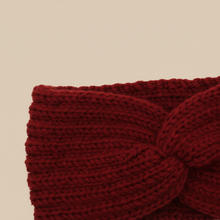 Bandeau Twist Femme Laine Polyester Rouge Bordeaux — détail matière