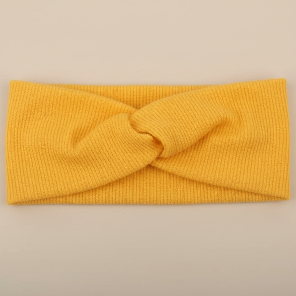 Bandeau Cheveux Torsadé Femme Tissu Jaune