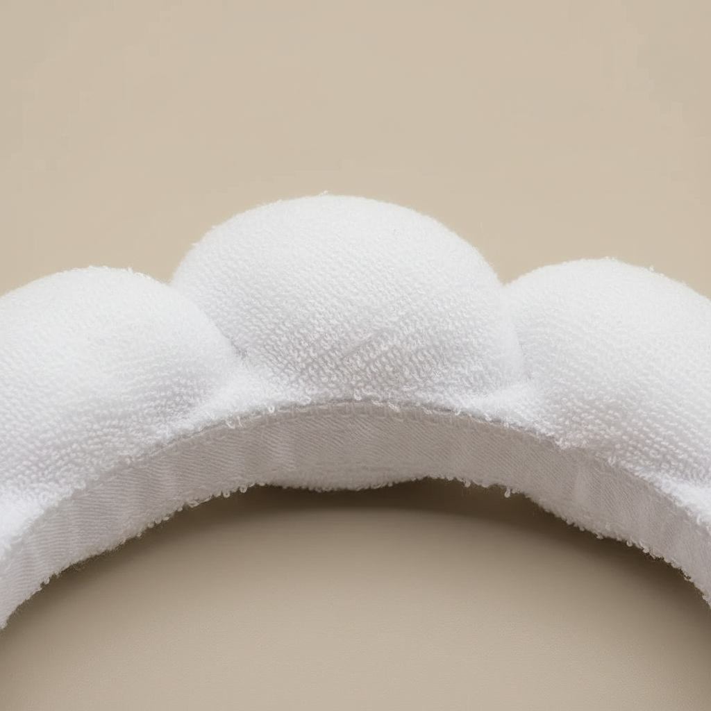 Bandeau Cheveux Matelassé Femme Éponge Blanc