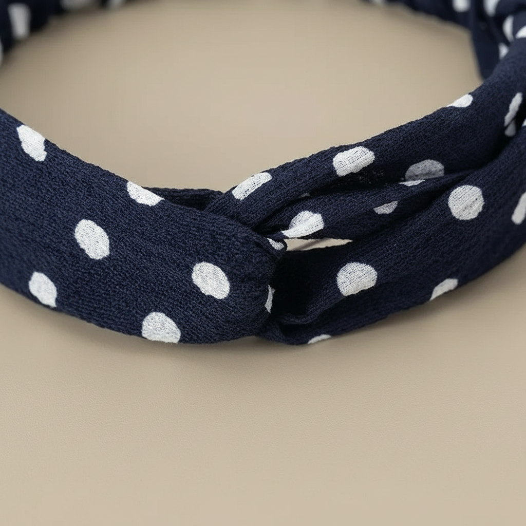 Bandeau Cheveux Torsadé Femme Tissu Fleuri Marine