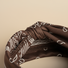 Bandeau Cheveux Bandana Femme Tissu Marron et Blanc — détail matière