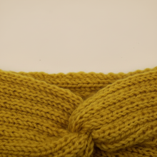 Bandeau Twist Femme Laine Polyester Jaune Moutarde — détail matière
