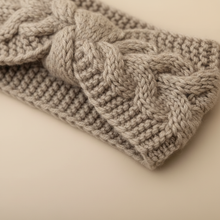Bandeau Tressé Femme Laine Polyester Beige Sable — détail matière
