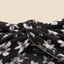 Bandeau Cheveux Croisé Femme Tissu Imprimé Floral Noir Blanc — Détail matière