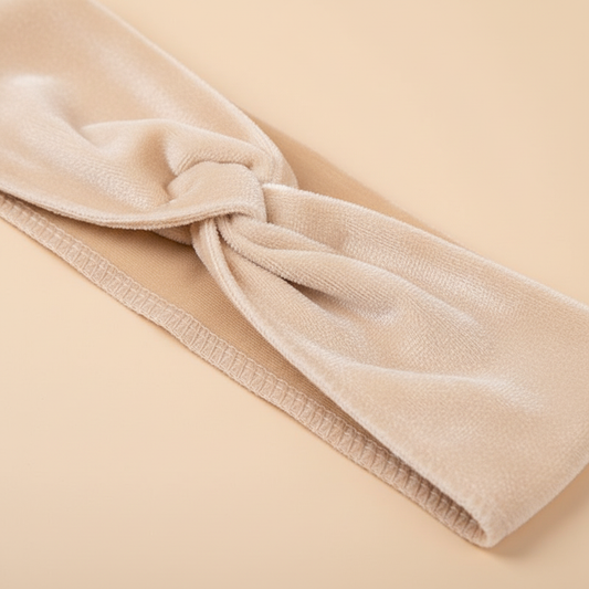 Bandeau Perruque Ajustable Femme Velours Chair — détail matière