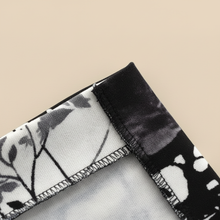 Bandeau Cheveux Croisé Femme Tissu Imprimé Abstrait Noir Blanc — détail matière