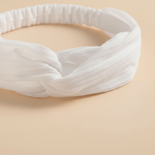 Bandeau Cheveux Croisé Femme Tissu Côtelé Blanc — détail matière