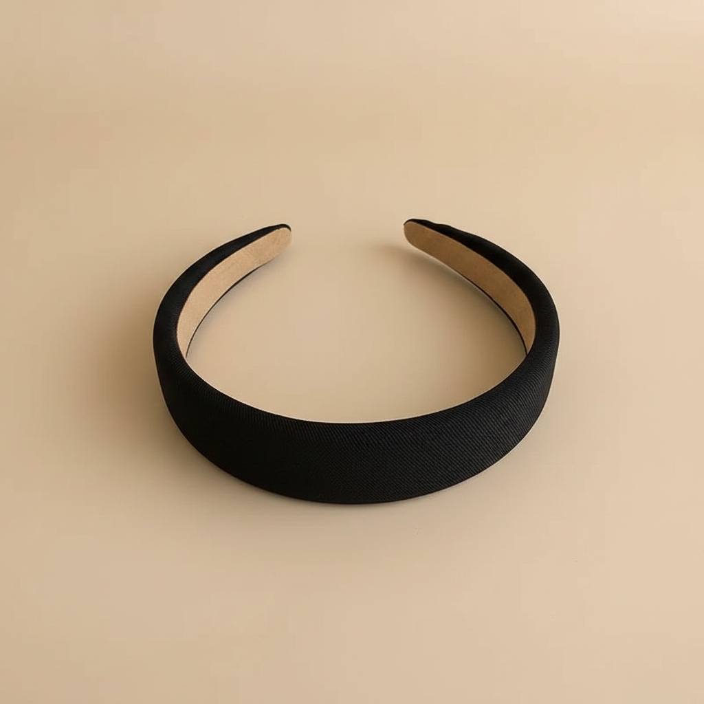 Serre-Tête Large Femme Tissu Noir — Packshot fond beige — Les Jolies Têtes