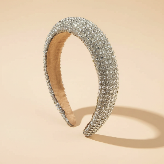 Serre-tête Mirage Gala Femme Cristaux Argent — Packshot fond beige — Les Jolies Têtes