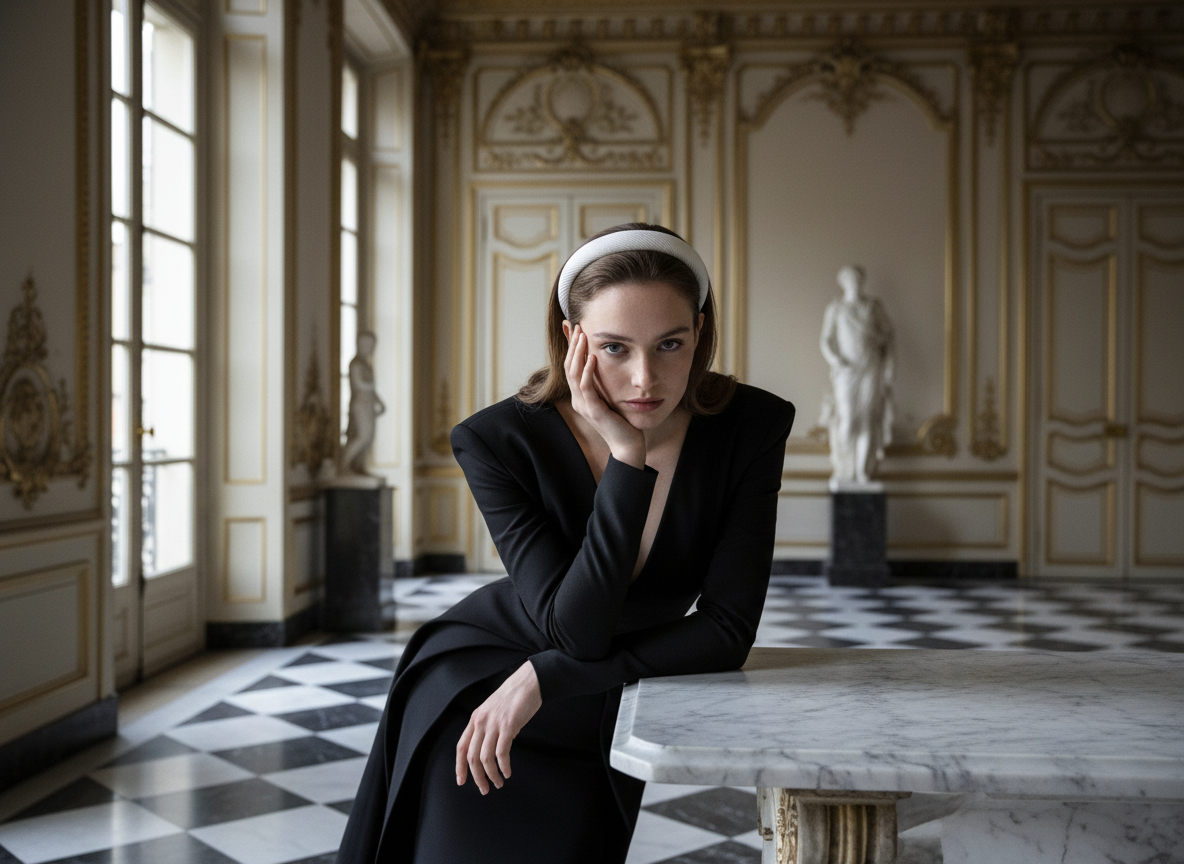 Serre-Tête Fin Femme Tissu Texturé Écru