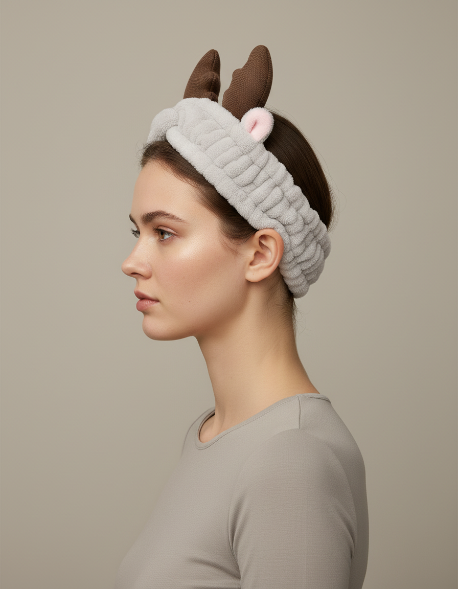 Bandeau Spa Cerf Peluche Gris