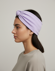 Bandeau Large Femme Uni Lilas Clair — porté de profil