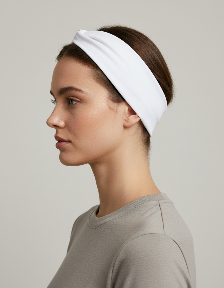Bandeau Cheveux Sport Femme Tissu Blanc