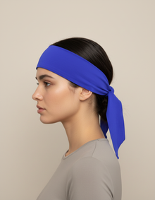 Bandeau Bandana Unisexe Tissu Bleu Roi — porté de profil