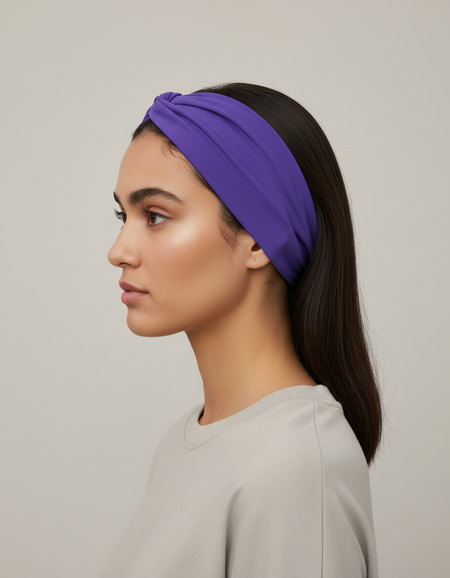 Bandeau Cheveux Sport Femme Tissu Violet