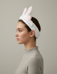 Bandeau Spa Cerf Peluche Blanc — porté de profil