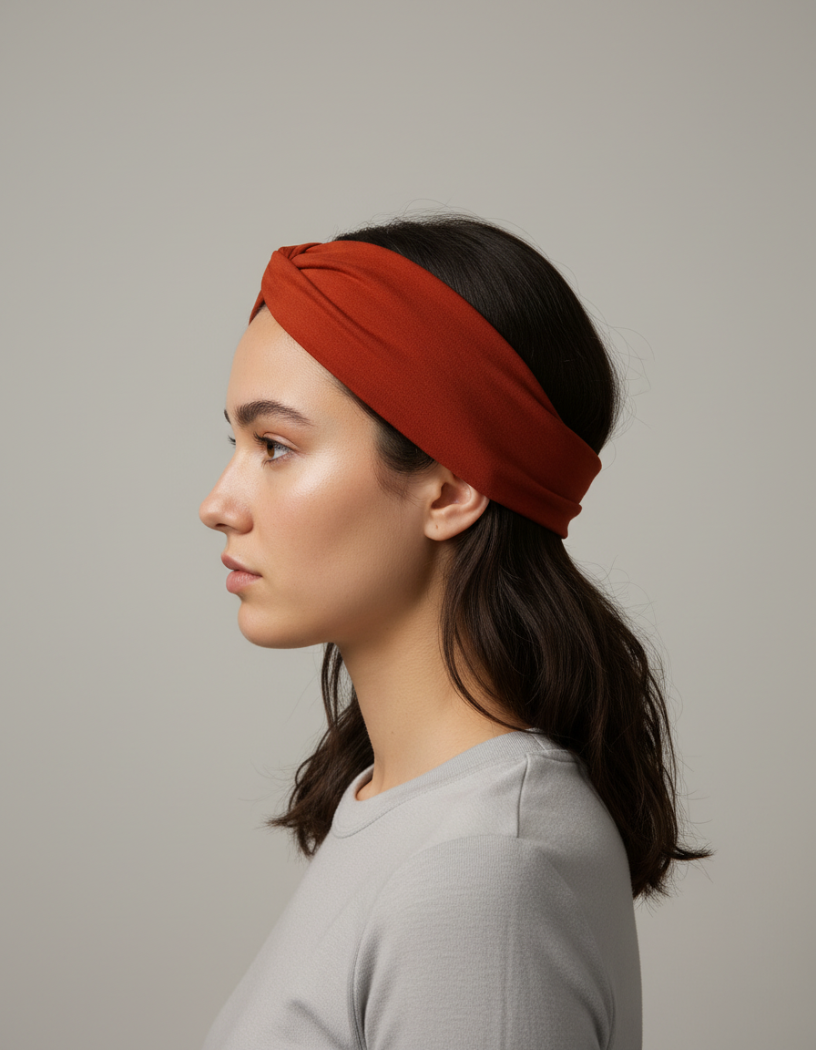 Bandeau Cheveux Sport Femme Tissu Terre Cuite