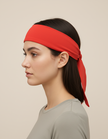 Bandeau Cheveux Bandana Unisexe Tissu Rouge — porté de profil