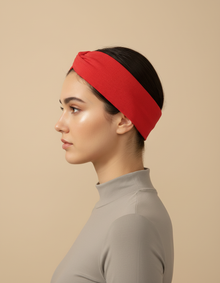 Bandeau Grip Homme Élastique Rouge — porté de profil