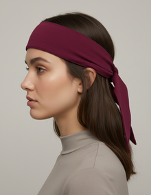 Bandeau Bandana Unisexe Tissu Bordeaux — porté de profil